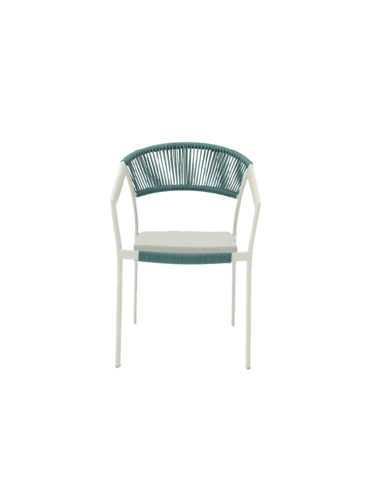SILLA CON BRAZOS APPELTON ALUMINIO BLANCO  Y TRENZADO AQUA