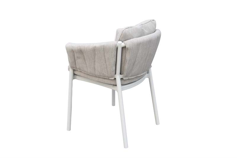Sillon de comedor Attica Attica aluminio blanco y textil gris claro