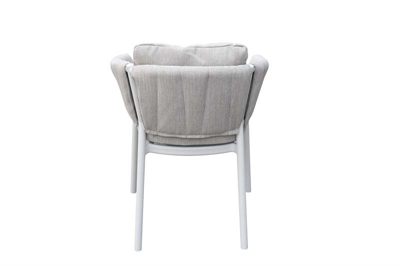 Sillon de comedor Attica Attica aluminio blanco y textil gris claro