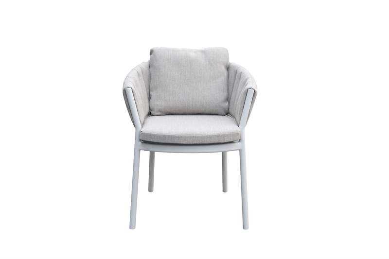 Sillon de comedor Attica Attica aluminio blanco y textil gris claro