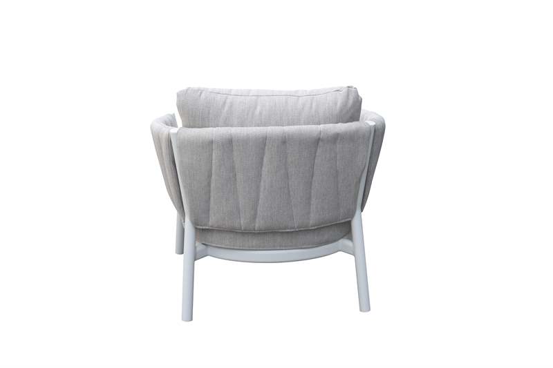 Sofa 1 plaza Attica aluminio blanco y textil gris claro