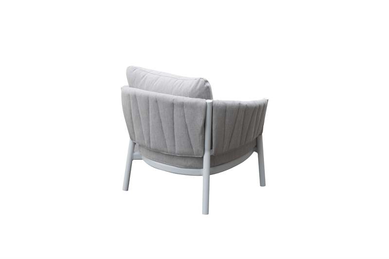 Sofa 1 plaza Attica aluminio blanco y textil gris claro