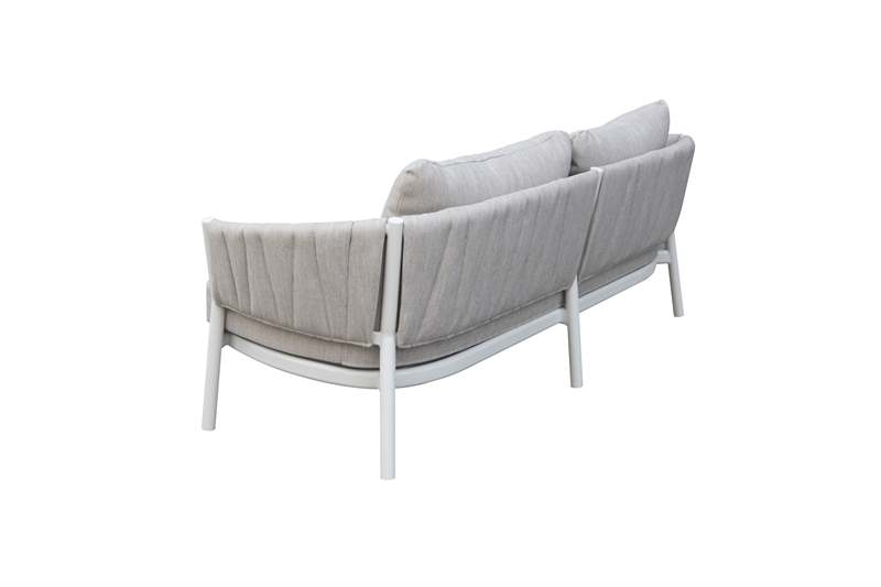 Sofa 3 plaza Attica aluminio blanco y textil gris claro