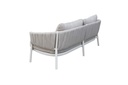 Sofa 3 plaza Attica aluminio blanco y textil gris claro
