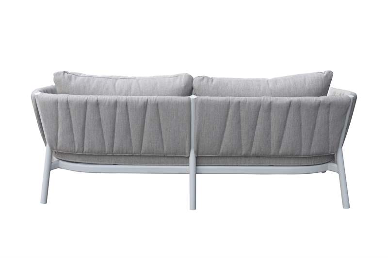 Sofa 3 plaza Attica aluminio blanco y textil gris claro