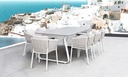 Sillon de comedor Attica Attica aluminio blanco y textil gris claro