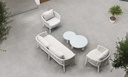 Sofa 3 plaza Attica aluminio blanco y textil gris claro