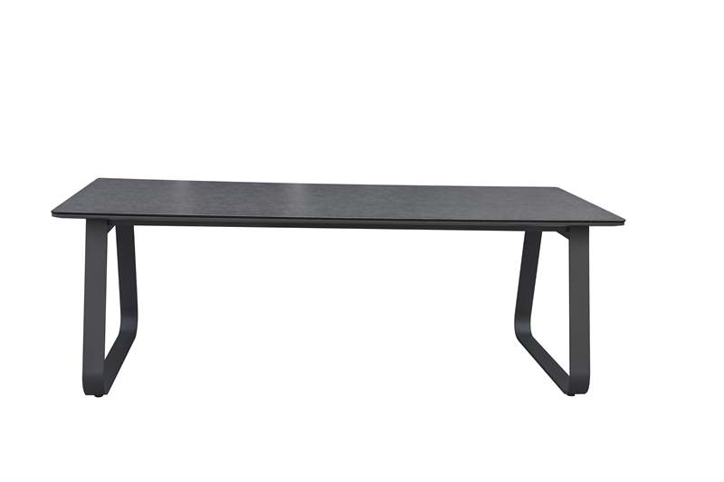 Mesa de comedor Babylon 220X100CM Aluminio antracita y cristal gris Oscuro
