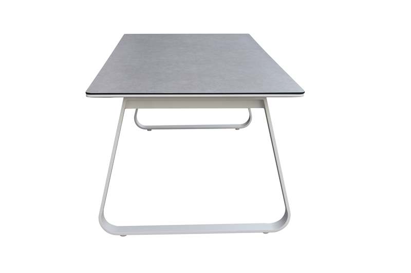 Mesa de comedor Babylon 220X100CM Aluminio blanco y cristal gris medio.
