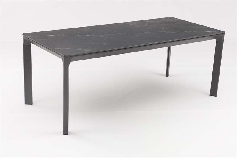 Mesa de comedor Boori 200x90 alu antracita top sint. Negro