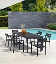 Mesa de comedor Boori 200x90 alu antracita top sint. Negro
