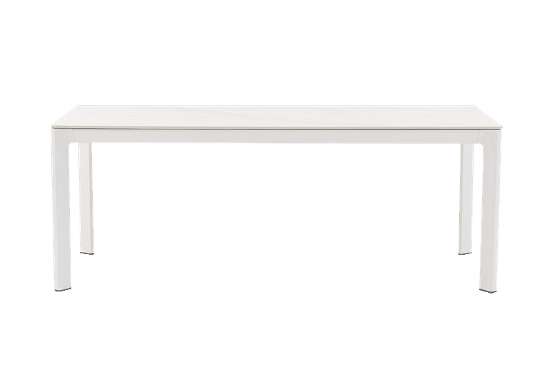 Mesa de comedor Boori 200x90 alu blanco y top sint. Blanco