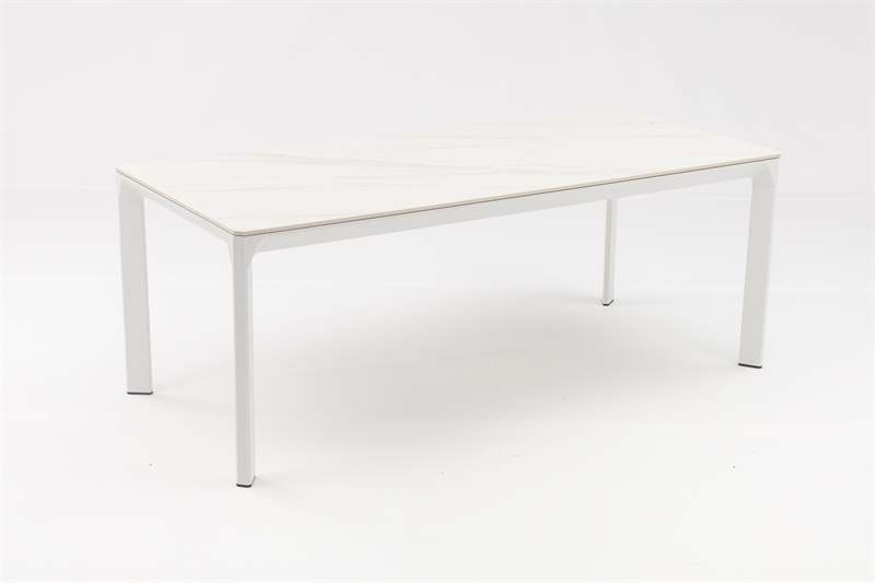Mesa de comedor Boori 200x90 alu blanco y top sint. Blanco