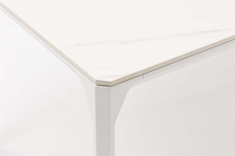 Mesa de comedor Boori 200x90 alu blanco y top sint. Blanco