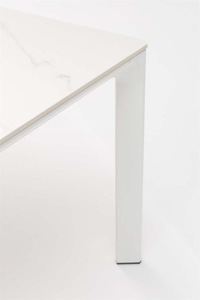 Mesa de comedor Boori 200x90 alu blanco y top sint. Blanco