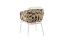 Sillon de comedor Irvine Aluminio blanco. Cuerda taupe cojin  beige