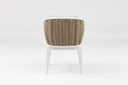 Sillon de comedor Irvine Aluminio blanco. Cuerda taupe cojin  beige
