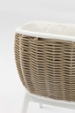 Sillon de comedor Irvine Aluminio blanco. Cuerda taupe cojin  beige