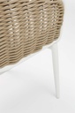 Sillon de comedor Irvine Aluminio blanco. Cuerda taupe cojin  beige