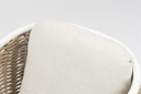 Sillon de comedor Irvine Aluminio blanco. Cuerda taupe cojin  beige
