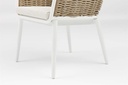 Sillon de comedor Irvine Aluminio blanco. Cuerda taupe cojin  beige