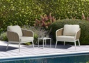 Sofa 1 plaza Irvine Aluminio blanco. Cuerda taupe cojin  beige