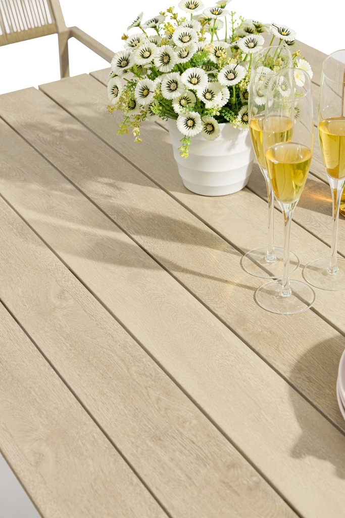 Mesa de comedor Harmony 160*88cm  aluminio efecto madera
