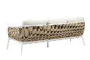 Sofa 3 plazas Irvine Aluminio blanco. Cuerda taupe cojin  beige