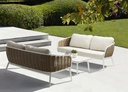 Sofa 3 plazas Irvine Aluminio blanco. Cuerda taupe cojin  beige