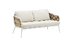 Sofa 2 plazas Irvine Aluminio blanco. Cuerda taupe cojin  beige