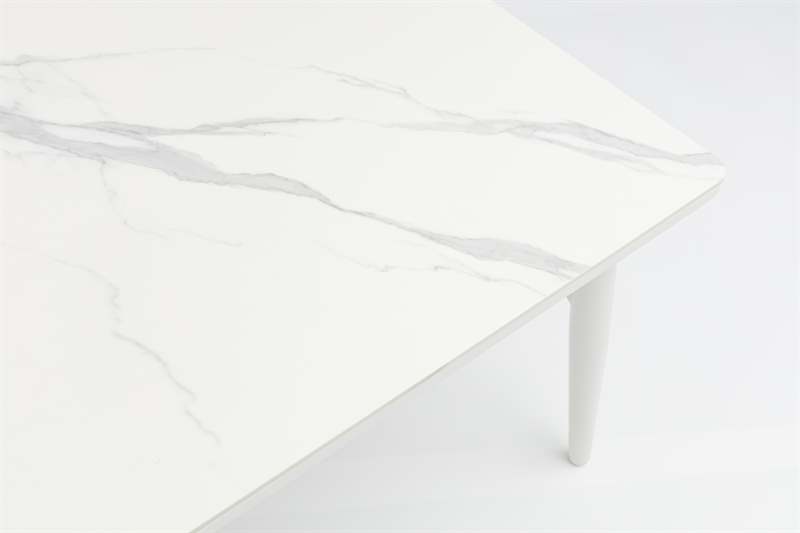 Mesa de comedor Irvine 220x100cm aluminio blanco Top ceramico blanco