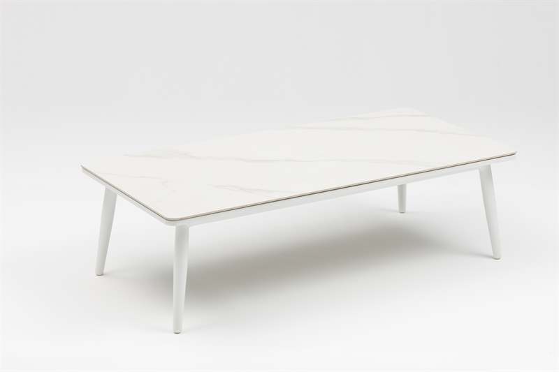 Mesa de centro Irvine 120x60cm aluminio blanco Top ceramico blanco
