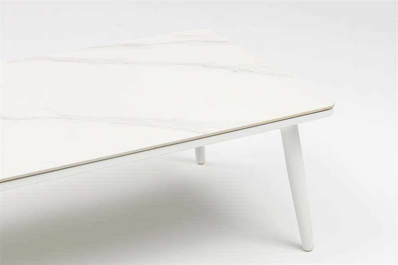 Mesa de centro Irvine 120x60cm aluminio blanco Top ceramico blanco