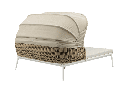 Daybed Irvine Aluminio blanco. Cuerda taupe cojin  beige. Top en textil beige claro.