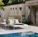 Daybed Irvine Aluminio blanco. Cuerda taupe cojin  beige. Top en textil beige claro.