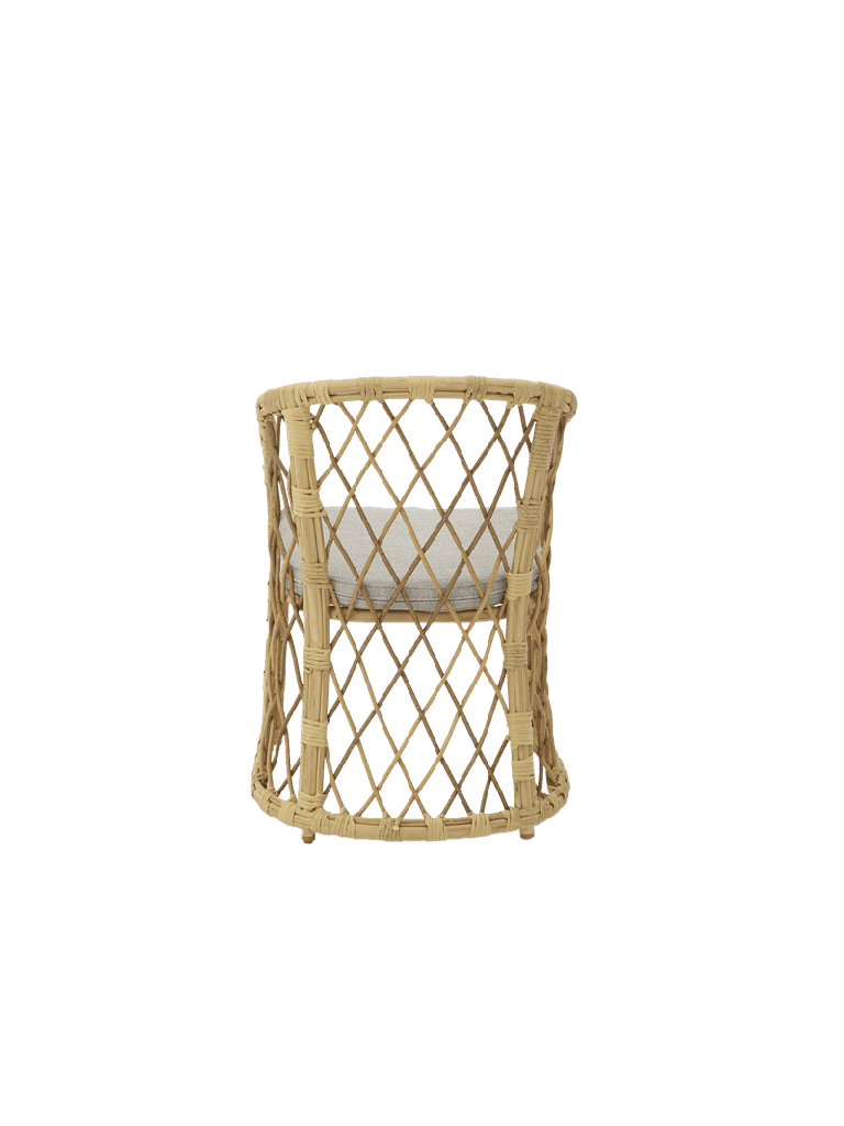 SILLA CON BRAZOS MADISON ALUMINIO EFECTO MADERA Y TRENZADO NATURAL