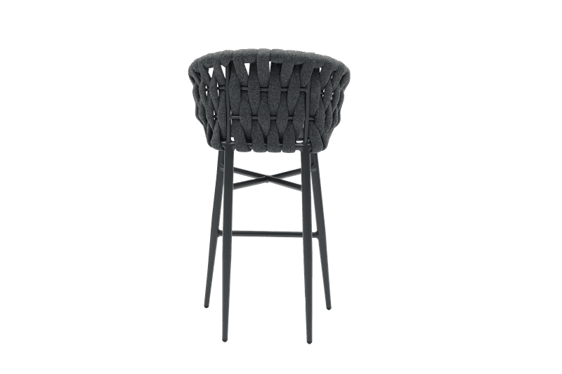 Sillon para barra de bar meridian aluminio antracita cuerda antracita y cojin gris  medio