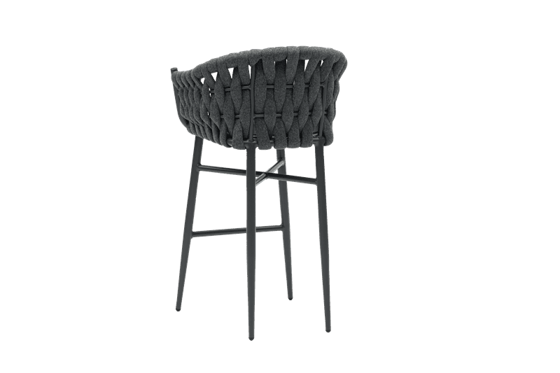 Sillon para barra de bar meridian aluminio antracita cuerda antracita y cojin gris  medio