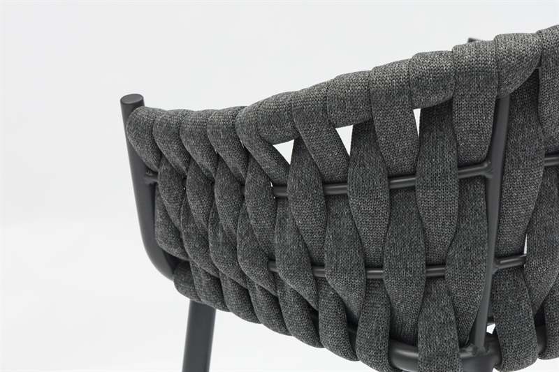 Sillon para barra de bar meridian aluminio antracita cuerda antracita y cojin gris  medio