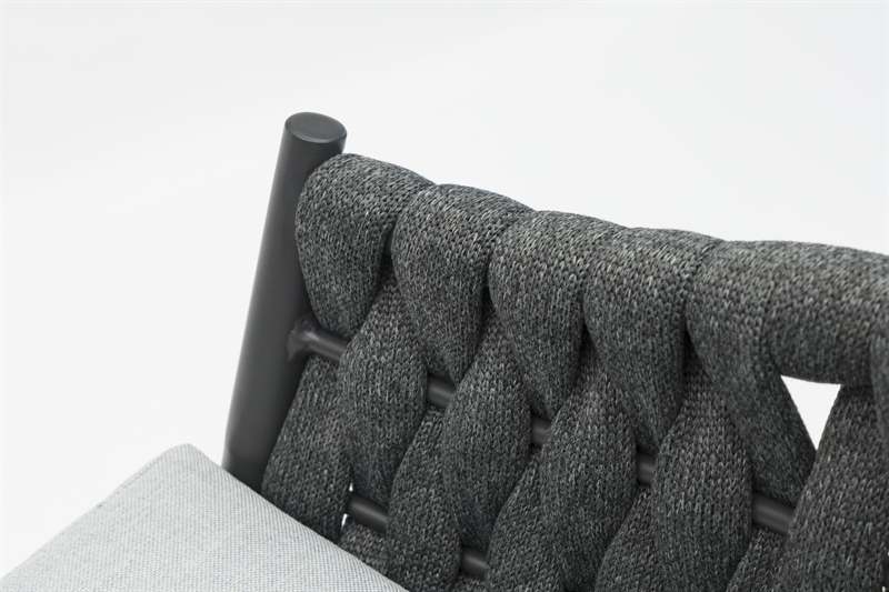 Sillon para barra de bar meridian aluminio antracita cuerda antracita y cojin gris  medio