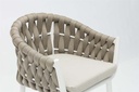 Sillon para barra de bar meridian aluminio blanco cuerda greige y textil greige