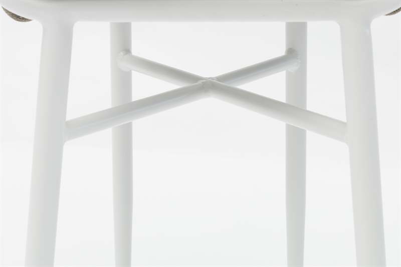 Sillon para barra de bar meridian aluminio blanco cuerda greige y textil greige