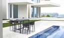 Sillon para barra de bar meridian aluminio blanco cuerda greige y textil greige