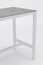 Mesa alta bar Meridian 130x70cm alu blanco cristal ceram. Gris claro.