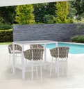 Mesa alta bar Meridian 130x70cm alu blanco cristal ceram. Gris claro.