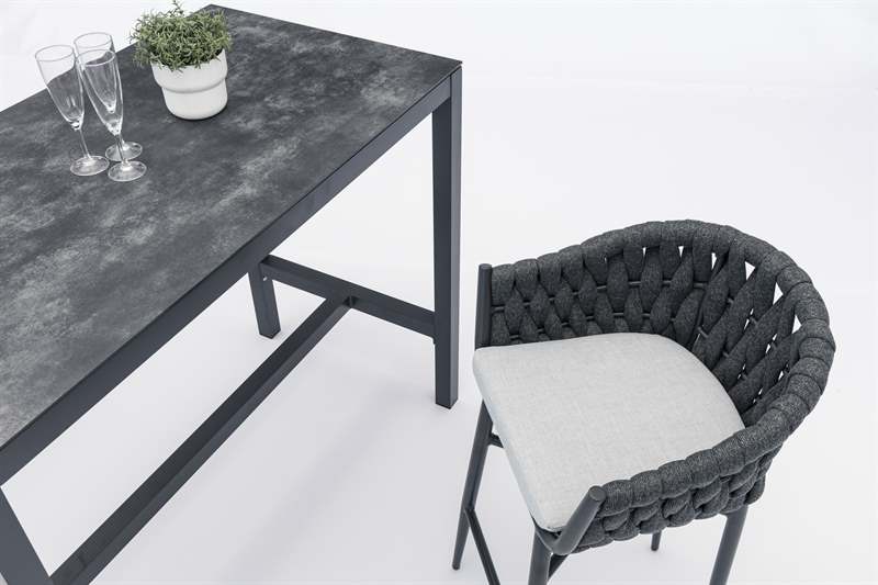 Mesa alta bar Meridian 130x70cm alu antracita cristal ceram. Gris antracita.