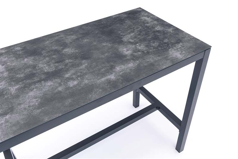 Mesa alta bar Meridian 130x70cm alu antracita cristal ceram. Gris antracita.