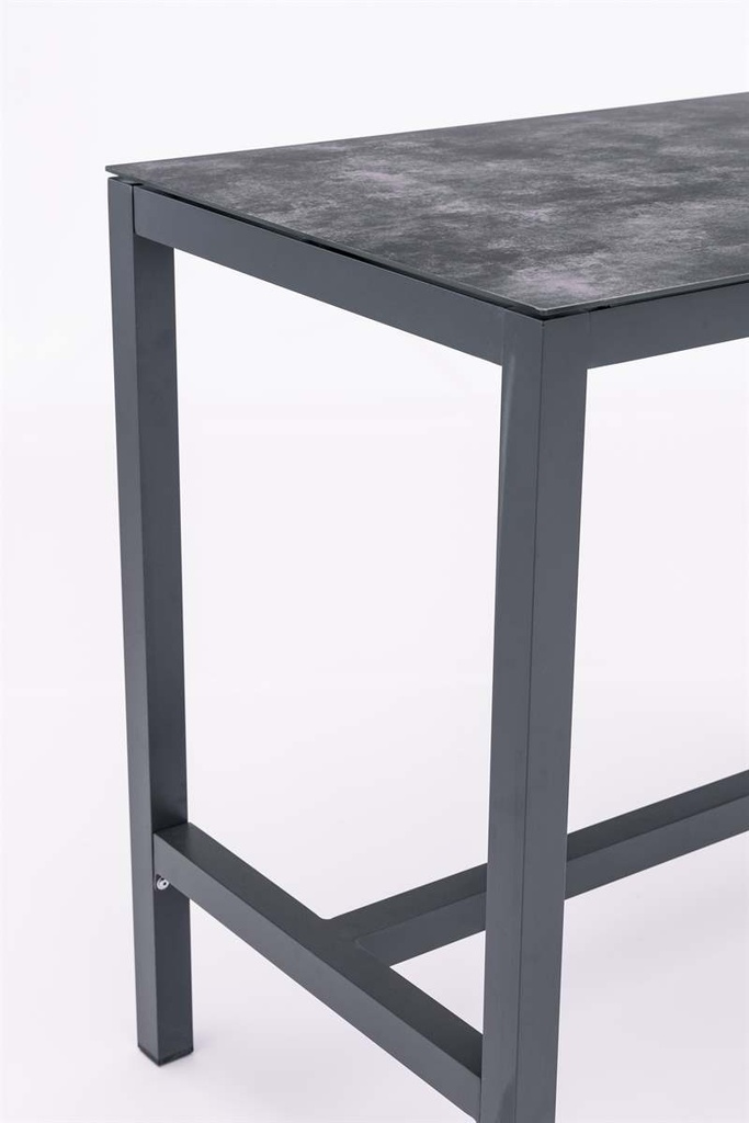 Mesa alta bar Meridian 130x70cm alu antracita cristal ceram. Gris antracita.