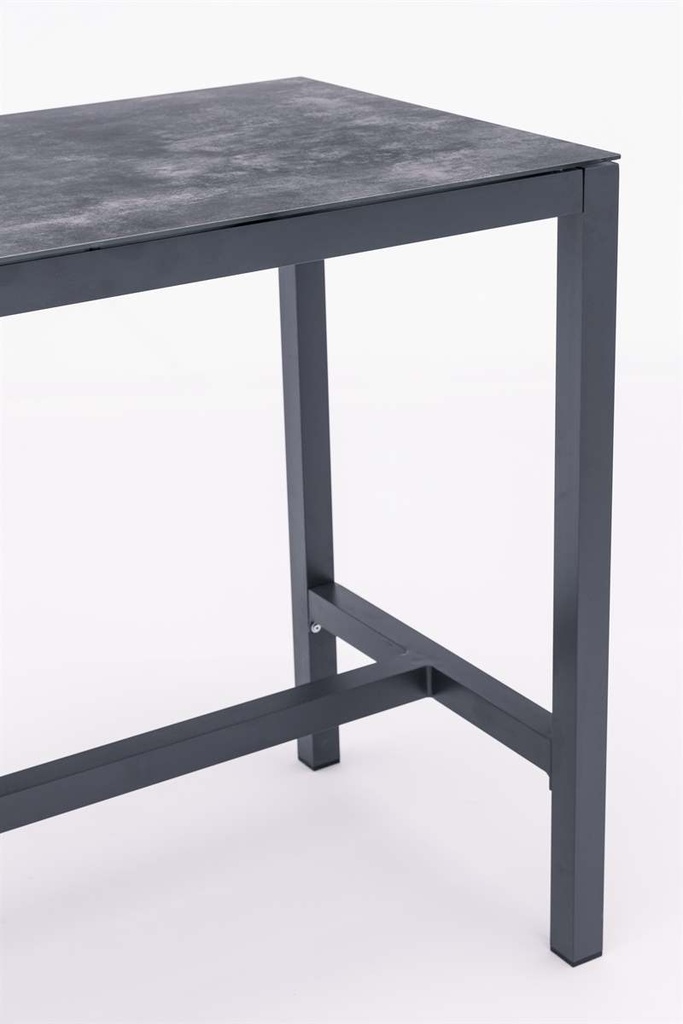 Mesa alta bar Meridian 130x70cm alu antracita cristal ceram. Gris antracita.