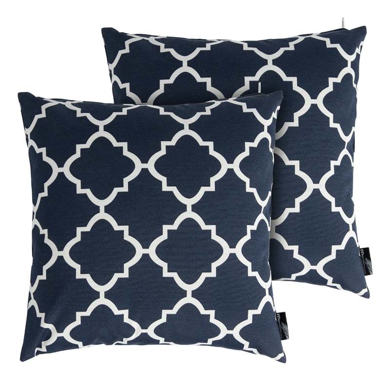 Cojin decorativo 45x45x12CM  Estampado azul marino/blanco
